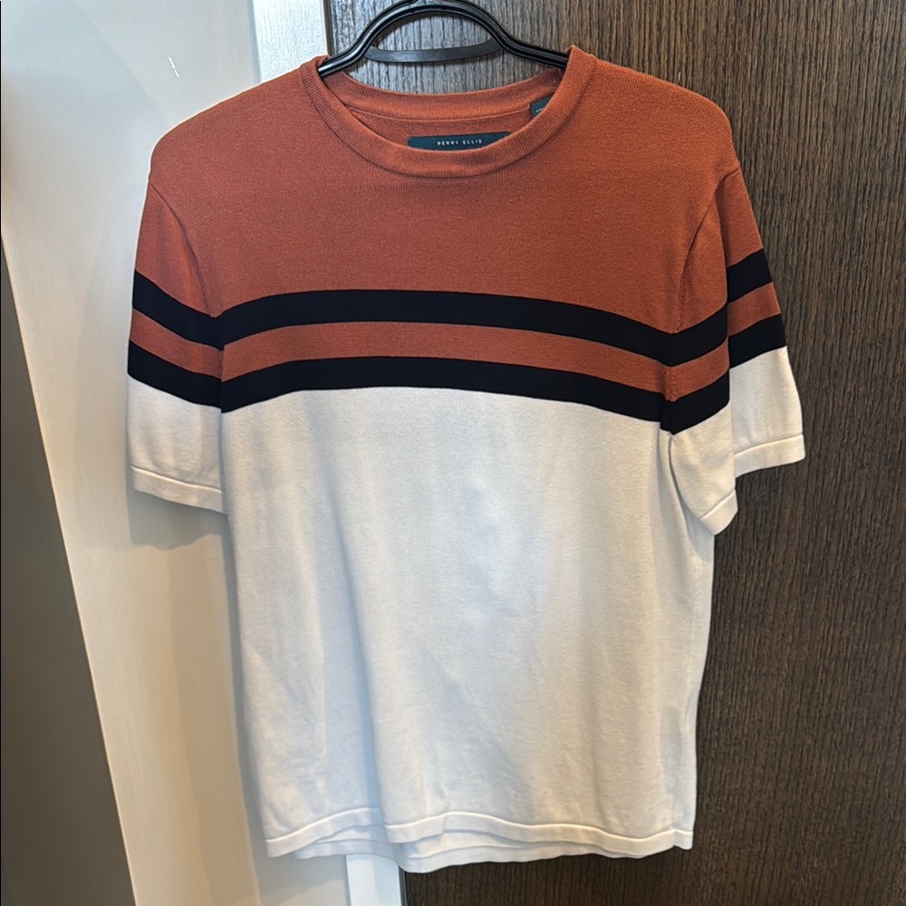 Men's Orange and White Striped Shirt